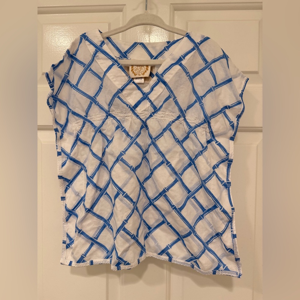 The Beaufort Bonnet Company Blue and White Toddler Coverup, 12-18m